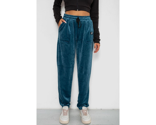 Спортивні штани велюрові жіночі на флісі, колір петроль, 238R58649-1