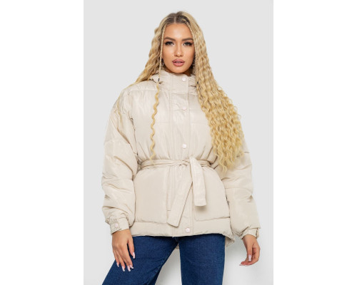 Куртка женская демисезонная с поясом, цвет светло-бежевый, 207R2023