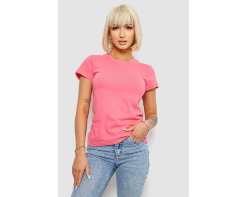 Футболка жіноча однотонна, колір рожевий, 129R8900