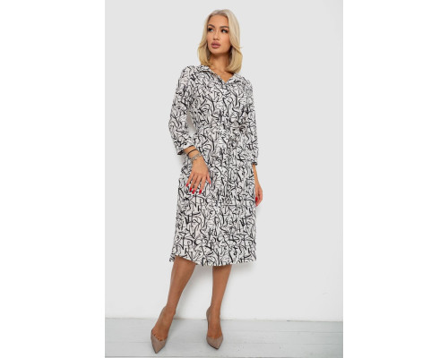 Платье софт на пуговицах с принтом, цвет белый, 230R117
