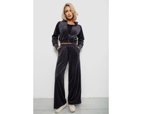Спортивный костюм женский велровый, цвет чернильный, 257R4125