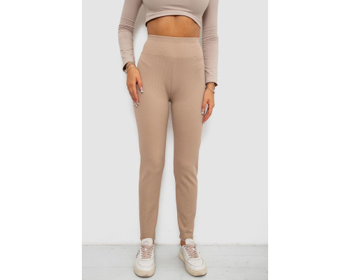 Лосины в рубчик на флисе, цвет бежевый, 244R1709-1