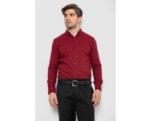 Рубашка мужская с принтом, цвет бордовый, 214R7365-1