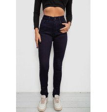 Джинсы женские однотонные на флисе, цвет темно-синий, 244RS020