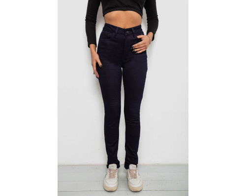 Джинсы женские однотонные на флисе, цвет темно-синий, 244RS026