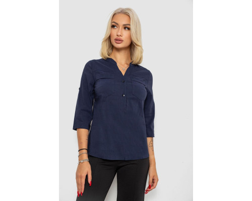 Блуза однотонная, цвет синий, 230R96-15
