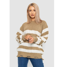 Свитер женский в полоску, цвет бежево-белый, 244RA111