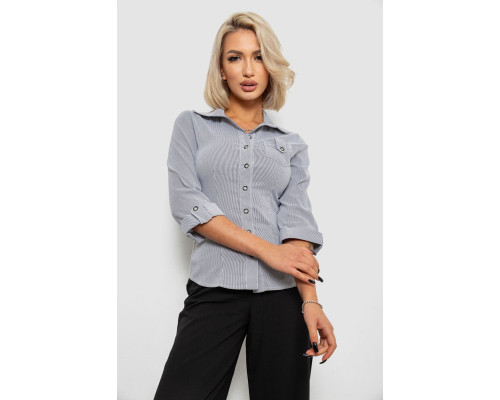 Рубашка классическая в полоску, цвет серый, 230R645-1