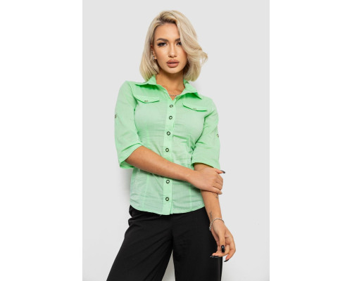 Рубашка женская однотонная, цвет мятный, 230R068-5