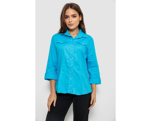 Рубашка женская однотонная, цвет голубой, 230R068-7