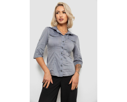 Рубашка женская однотонная, цвет серый, 230R068-5