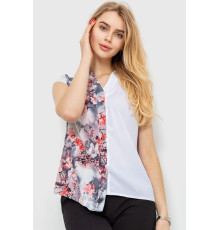Блуза з квітковим принтом, колір сіро-рожевий, 230R99-5