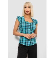 Блуза в клітину, колір бірюзовий, 230R2502