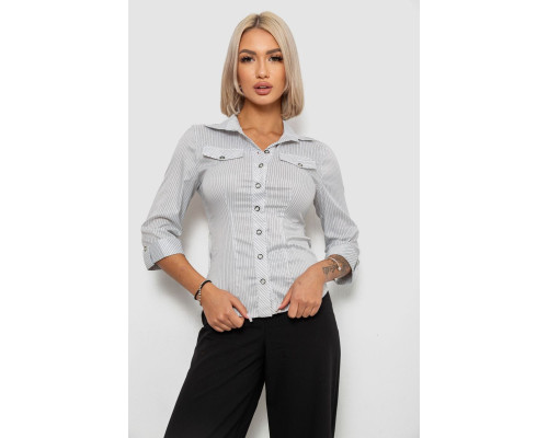 Рубашка классическая в полоску, цвет бело-серый, 230R643-2