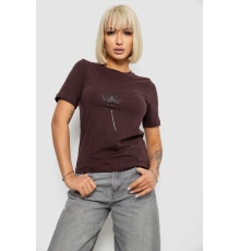 Жіноча футболка з принтом, колір шоколадний, 241R124