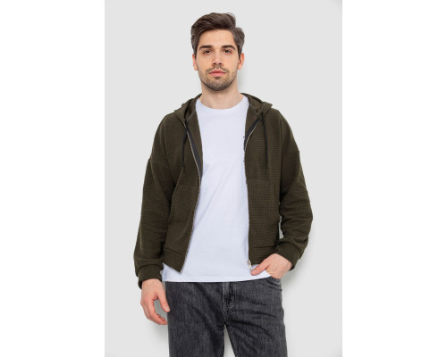 Кофта чоловіча на блискавці з капюшоном, колір хакі, 238R103-1
