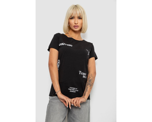 Футболка женская с принтом, цвет черный, 244R2214-5