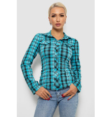 Сорочка жіноча в клітку, колір бірюзовий, 230R064-1