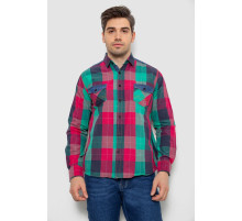 Рубашка мужская в клеточку, цвет малиновый, 214R0743