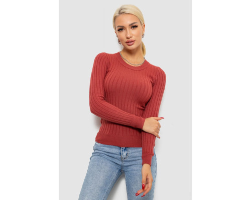 Водолазка женская в рубчик, цвет темно-коралловый, 204R9031