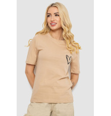 Жіноча футболка з принтом, колір бежевий, 241R128