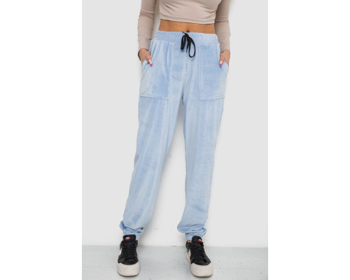 Штаны женские велюровые, цвет голубой, 238R58168