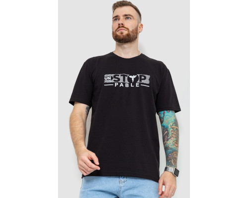 Футболка мужская батал, цвет черный, 208R014