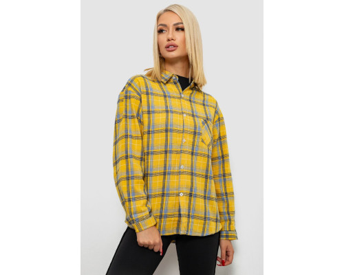 Рубашка женская в клетку, цвет желтый, 244R1070-1
