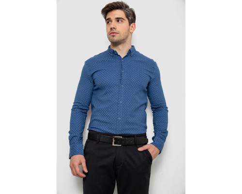 Сорочка чоловіча з принтом, колір джинс, 214R7365