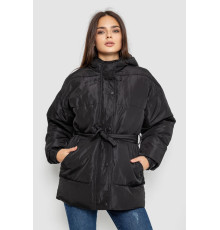 Куртка жіноча демісезонна з поясом, колір чорний, 207R005