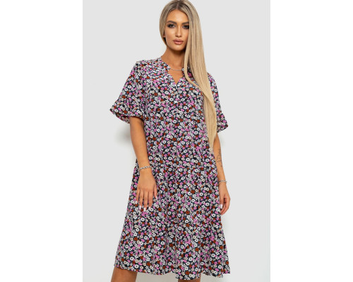Платье с цветочным принтом, цвет черно-розовый, 102R5251-1