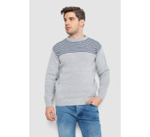 Светр чоловічий в смужку, колір світло-сірий, 161R1029