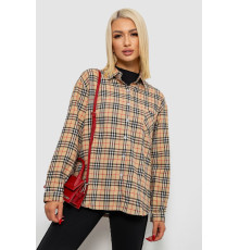 Рубашка женская в клетку, цвет бежевый, 244R1070-3