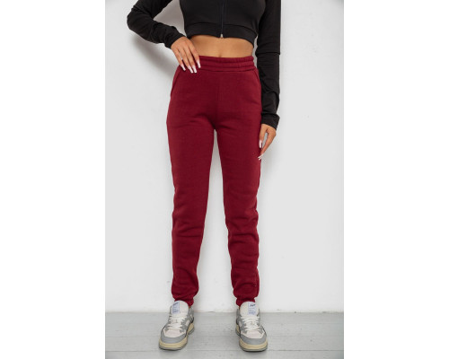 Спортивные штаны женские на флисе, цвет бордовый, 238R58600