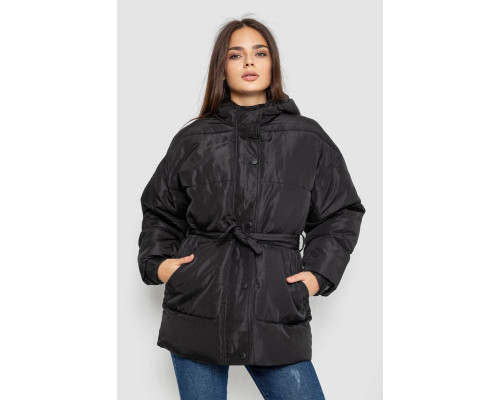 Куртка женская демисезонная с поясом, цвет черный, 207R005