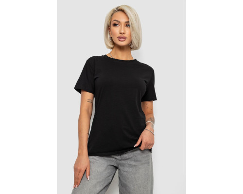 Футболка женская однотонная, цвет черный, 204R3333