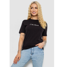 Футболка женская с принтом, цвет черный, 241R1833
