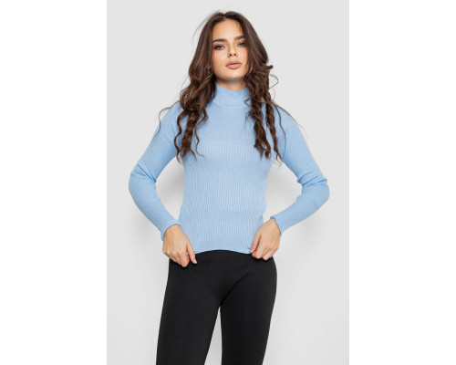 Водолазка жіноча в рубчик, колір блакитний, 214R91306