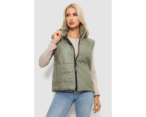 Жилет жіночий демісезонний екошкіра, колір хакі, 257R98