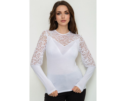Лонгслив тонкий женский, цвет белый, 186R621