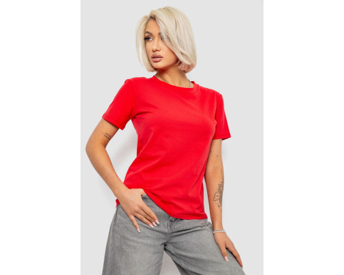 Футболка женская однотонная, цвет красный, 204R3333