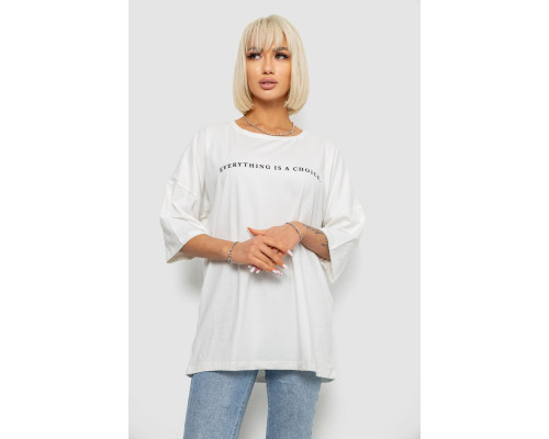 Футболка жіноча з принтом, колір молочний, 244R2020