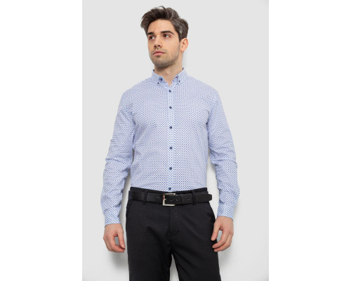 Мужская рубашка с принтом, цвет белый, 186R7070