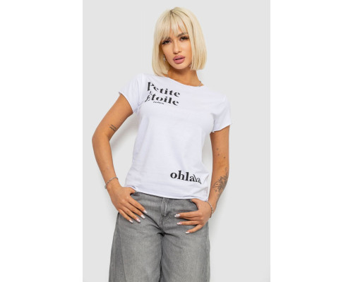 Футболка женская с принтом, цвет белый, 244R1008-5