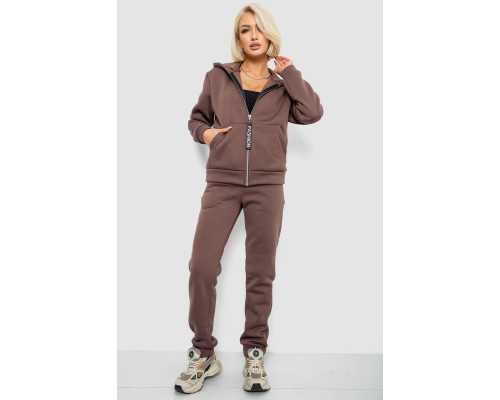 Спортивний костюм жіночий на флісі, колір темно-коричневий, 257R86