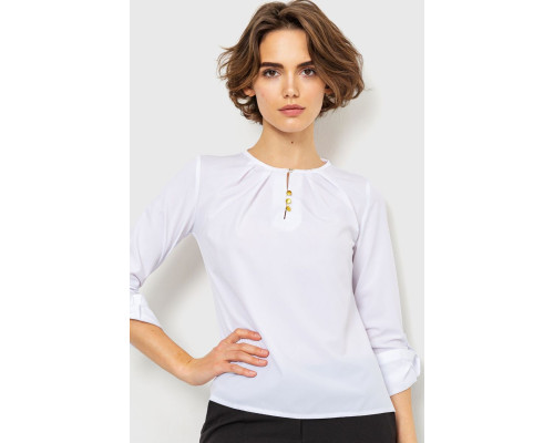 Блуза однотонна, колір білий, 230R1122-3
