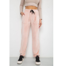 Штани жіночі велюрові, колір пудровий, 238R58168