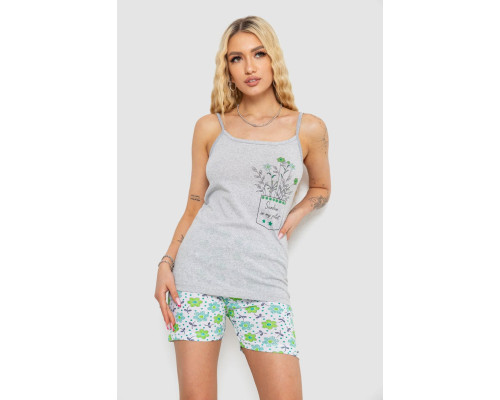 Пижама женская с принтом, цвет серый, 238R3052