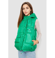 Жилет жіночий однотонний з капюшоном, колір зелений, 244R810