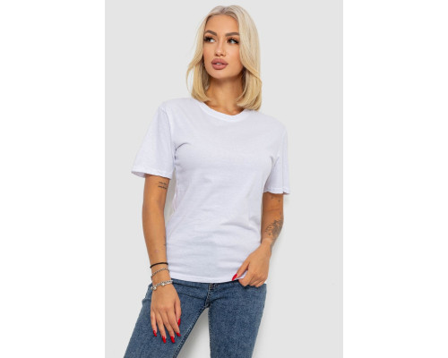 Футболка женская однотонная, цвет белый, 238R112